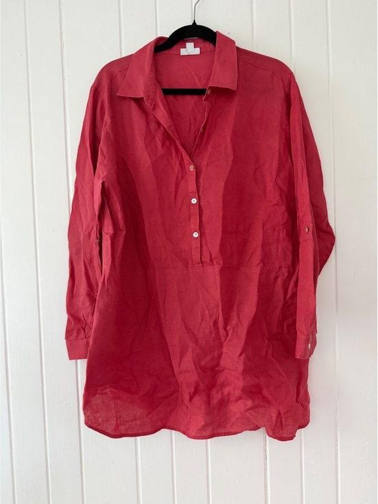 J. Jill Tops - J.Jill Love Linen Red Long Sleeve Linen Tunic Shirt XL Light Brick color